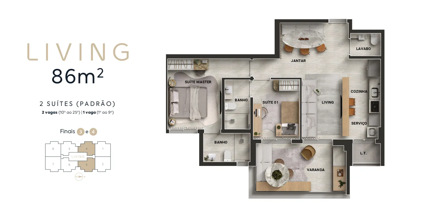 86m² 2 SUÍTES (PADRÃO)